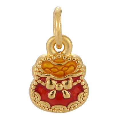 0.45g Trendy Cute 24K Solid Gold Charm Pendants Round Sandblasted Enamel Finish Customizable Packaging OEN/ODM Anniversary