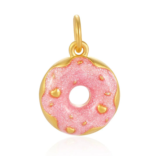 24k micro-hard gold pure gold donut-shaped pendant pure gold pendant high-end jewelry accessories