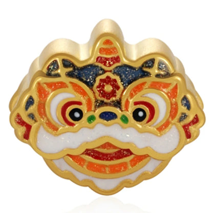 24K Solid Gold Chinese Dragon Head Beaded Jewelry Findings 3.0mm Aperture Sandblasted Glitter Enamel High-End Elegant Bracelet