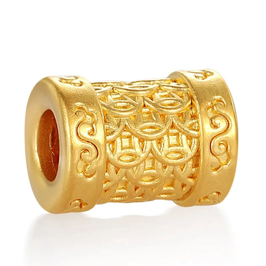 Unique design 24k pure gold hard gold moire copper coin bracelet beaded high-end gold jewelry