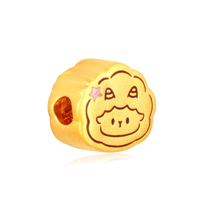 Line Art Goat Gold Charm - 0.45g