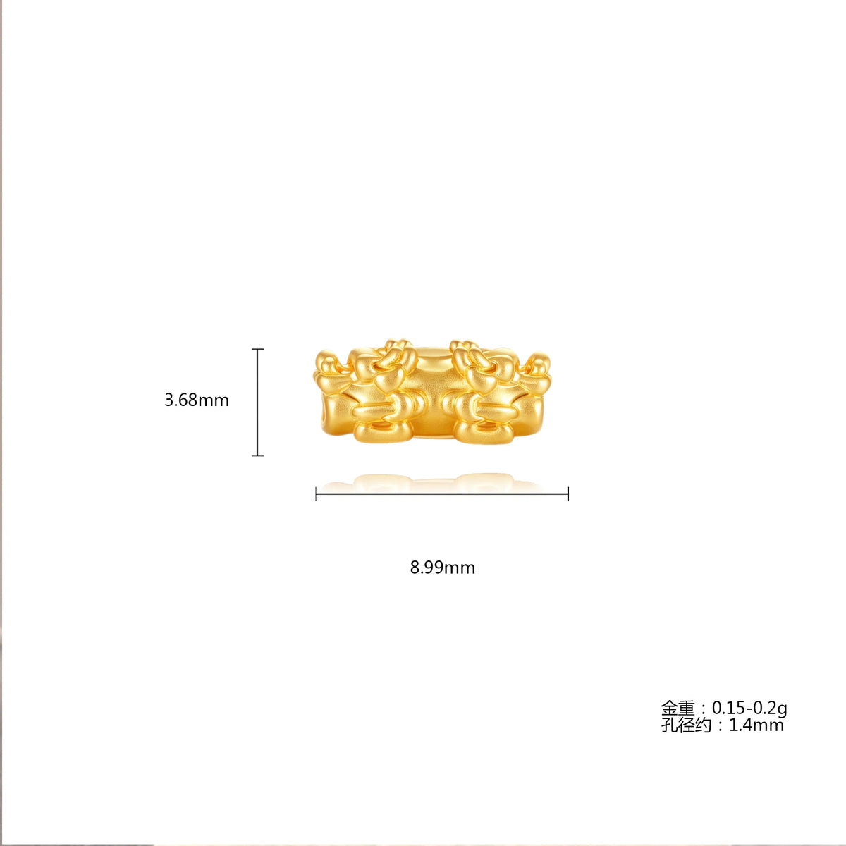 24K Solid Gold Double Head Pixiu  Charm 0.17g