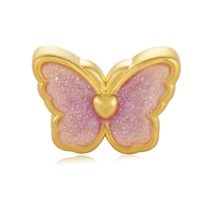 Cute Style 24K Pure Gold Fluorescent Enamel Purple Butterfly Beaded Bracelet Accessories High-End Jewelry Findings Components