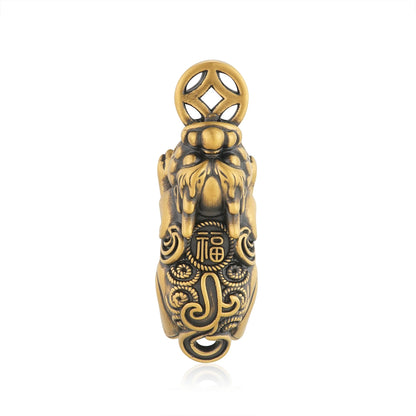 24K Black Gold Twist Pixiu Two-Wear Small Black Charm 2.3g