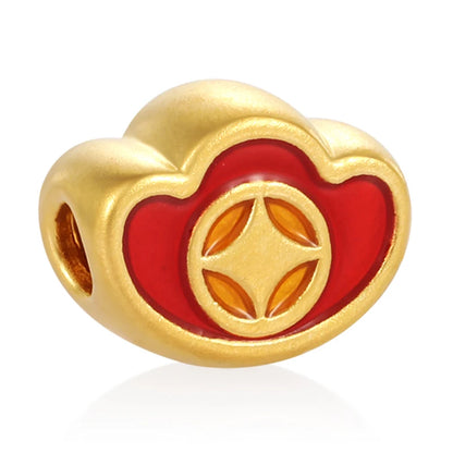 24K Gold Coin Ingot Beaded Charm Minimalist Wealth Jewelry 0.35g