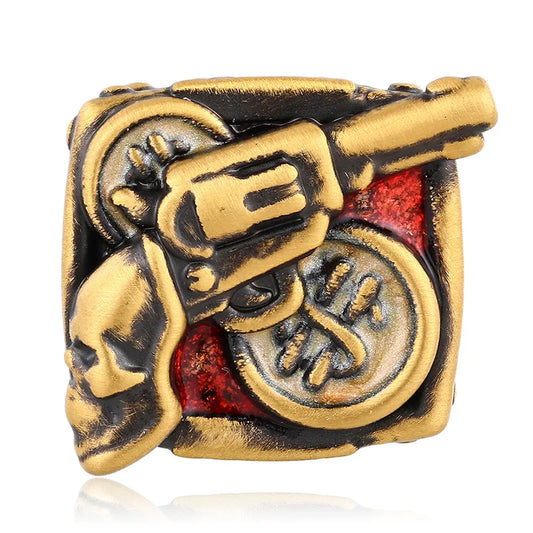 Hard gold golden gun beaded 24K solid gold electric black + Opal enamel beaded for bracelet diy