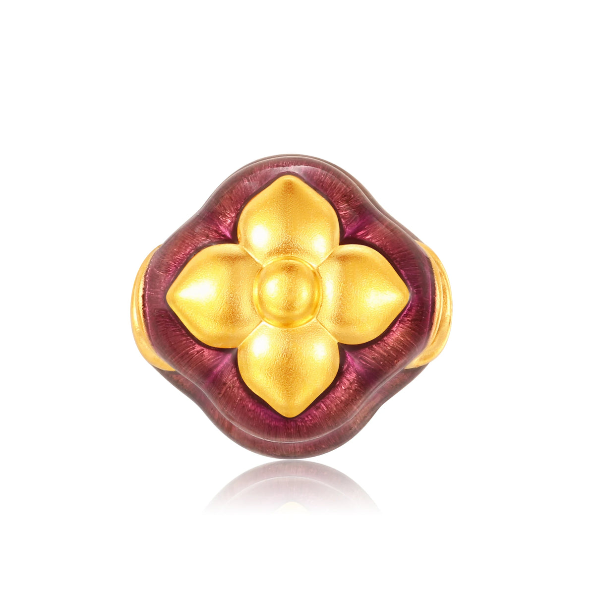 24K Solid Gold Brushed Lilac Persimmon Charm 0.5g