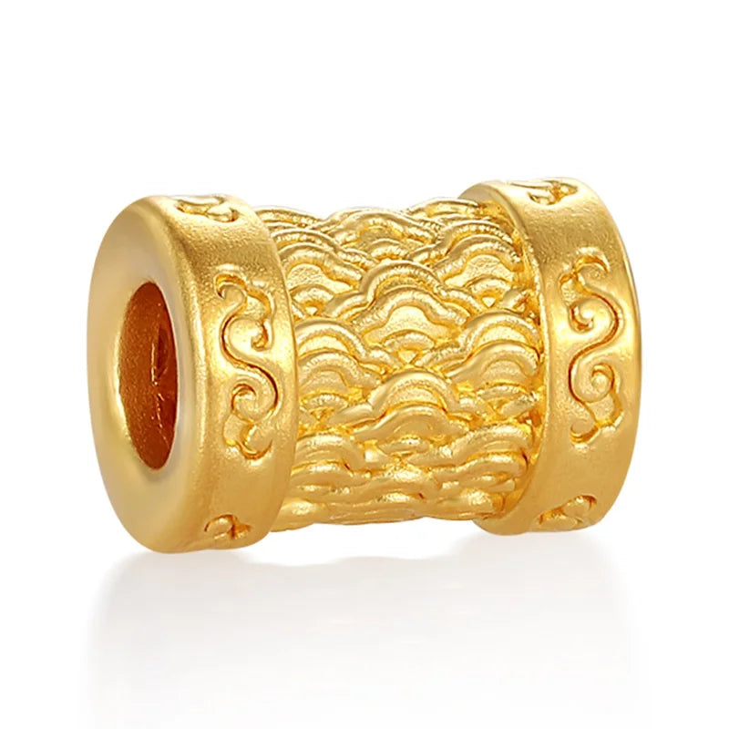 Luxury design micro-hard gold 24k pure gold moire pattern good luck cylindrical shape bracelet beaded