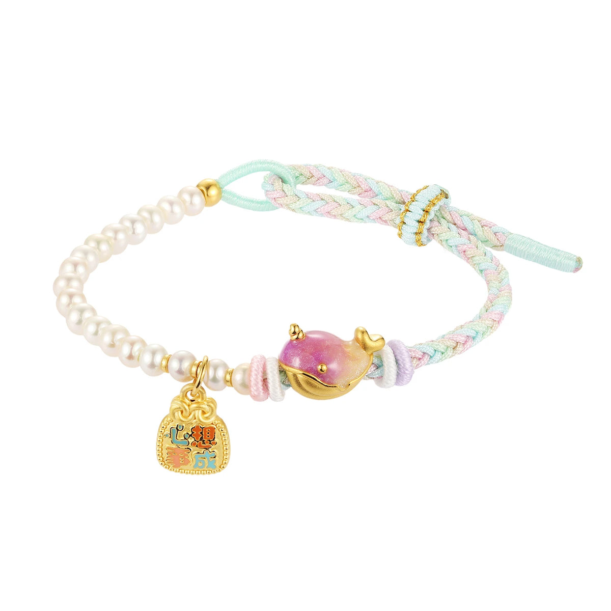 Cute Whale shape Popular fashion style high-end micro-hard gold 24k pure gold hand-woven rope bracelet