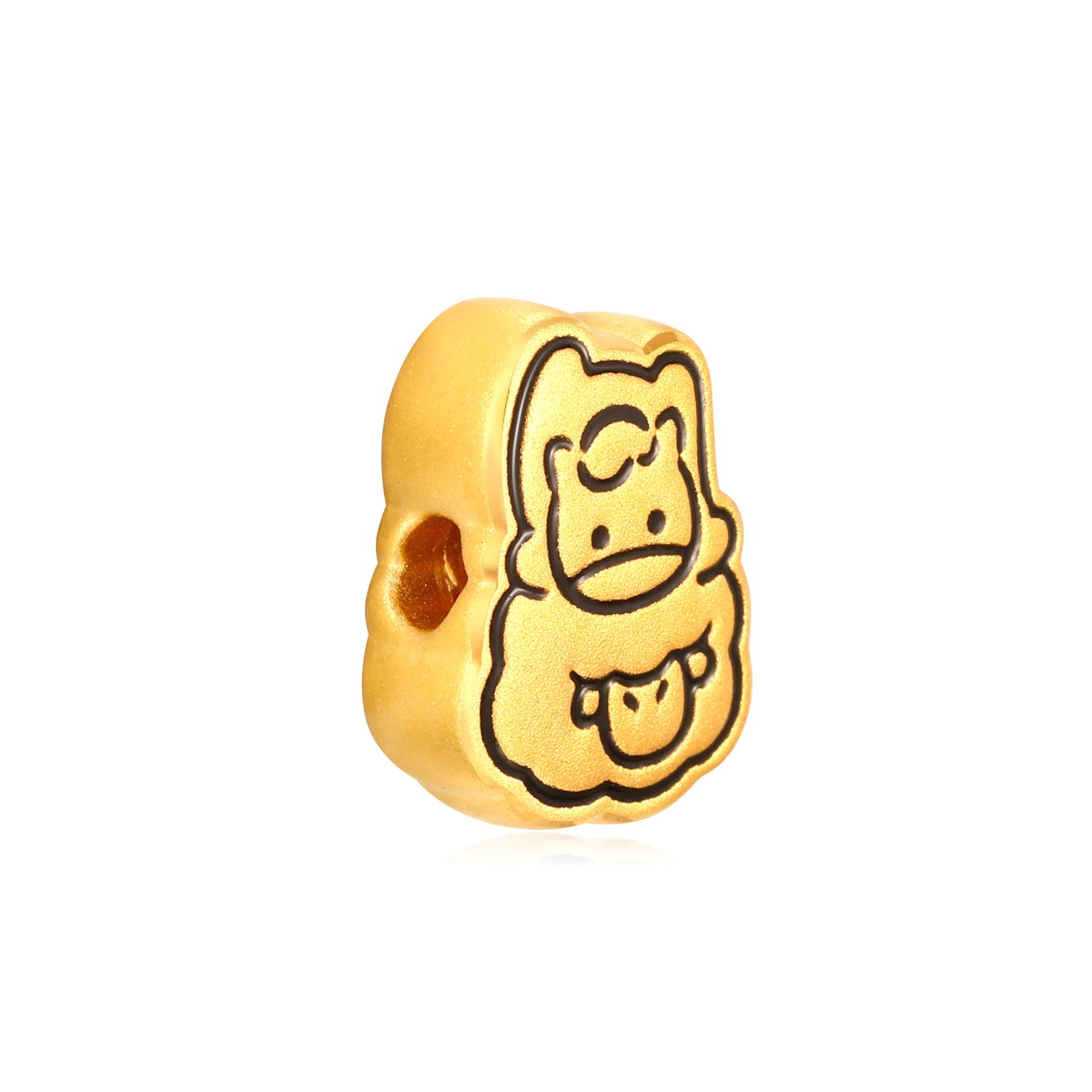 Line Art Liuhe Pair Horse Goat Gold Charm - 0.35g