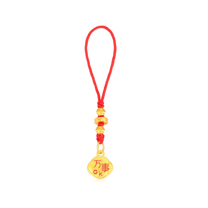 24K Solid Gold All Good OK Pendant Charm 0.75g