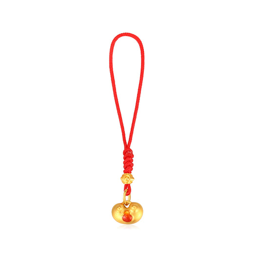 24K Solid Gold Gourd Little Fortune Pendant Charm 0.45g