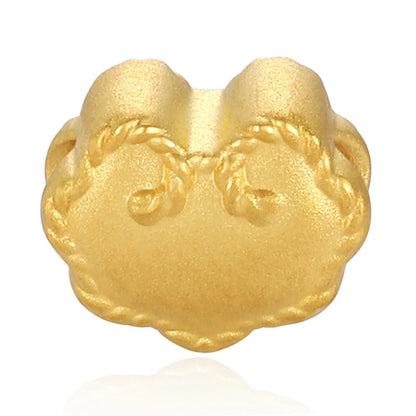 0.25g 5D Solid Gold Charm Ruyi - Shaped Lock Pendant for Bracelets Fine Jewelry Accessories