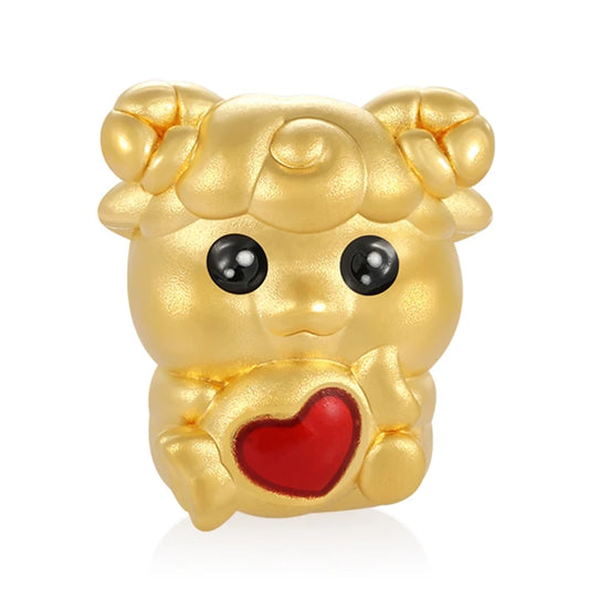 Chinese Zodiac culture 24k micro-hard gold pure gold heart sheep-shaped bracelet beaded high-end gold jewelry