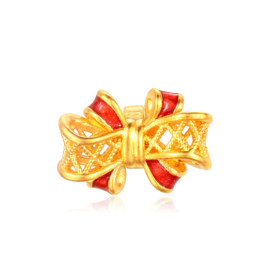 24K Solid Gold Full Joy Filigree Charm 0.45g