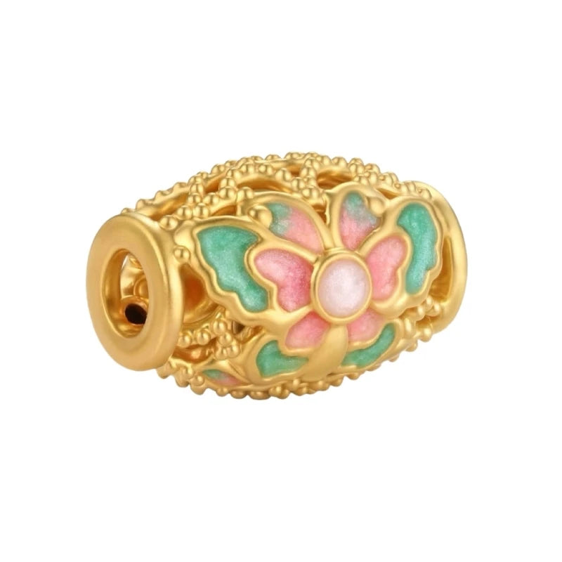 Micro-hard gold filigree butterfly shape 24k pure gold fashion bracelet accessories beaded enamel craft bracelet beaded
