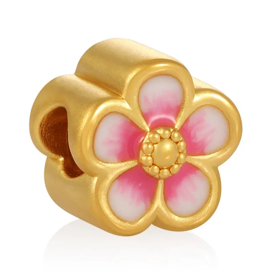 24k micro-hard gold rose-shaped beaded pure gold bracelet beaded high-end jewelry accessories
