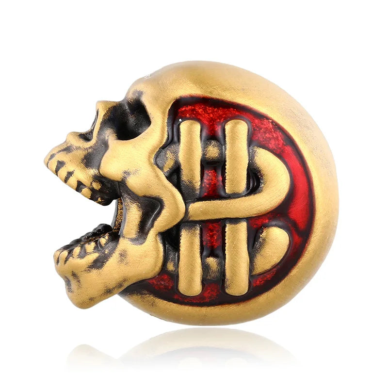 Trendy Design 24K Solid Gold Hard Gold Skull Beaded Bracelet High-End Jewelry Electric Black-Opal Enamel Finish Customizable