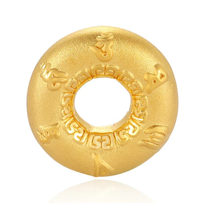 High-end design Chinese style 24K micro-hard gold solid gold ancient text pattern ring bracelet beaded