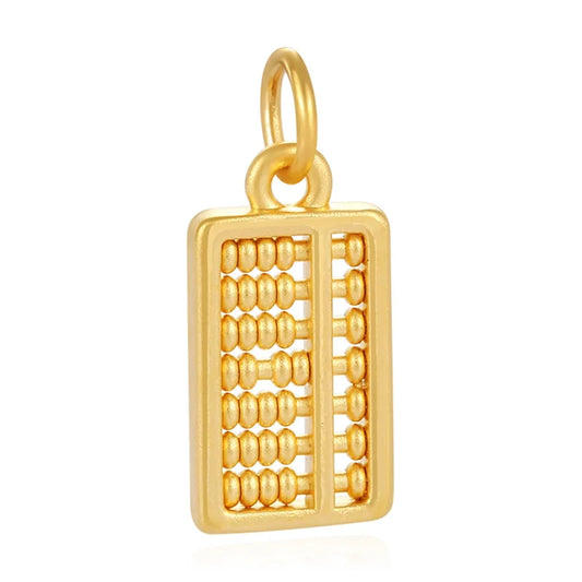 Small size Luxury design 24k micro-hard gold pure gold abacus shape necklace pendant high-end gold jewelry