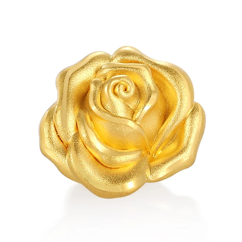 Romantic style 24k solid gold rose-shaped bracelet beaded pure gold jewelry accessories Valentine's Day gift