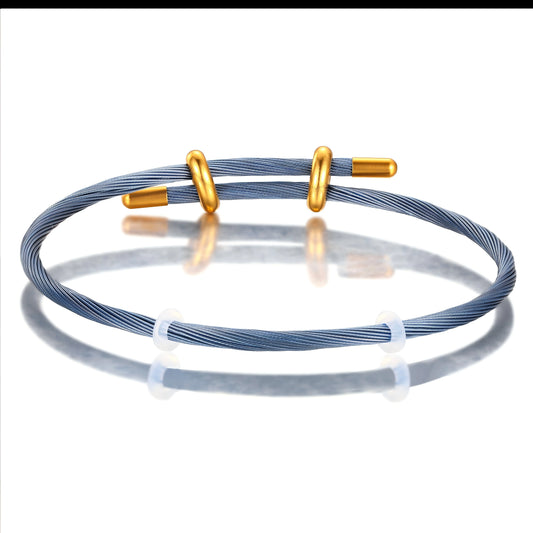 Gem Blue Steel Wire Bracelet 22-24cm