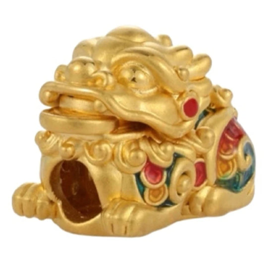 Trendy 24K Solid Gold Beaded Bracelet High-End Pixiu-Shaped Large Beaded Jewelry Accessories with Hard Gold Cabbage Bite