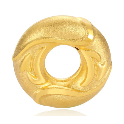 24K Solid Gold Two Fish Pattern Safety Buckles Bracelet Beaded Jewelry Findings Components Classical Style 4.3mm Aperture