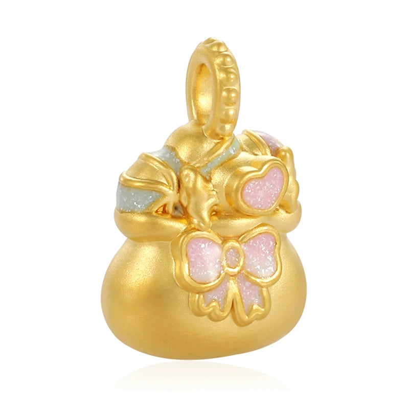 Wholesale Luxurious design sweet style candy lucky bag pendant 24K solid gold necklace accessories pendant