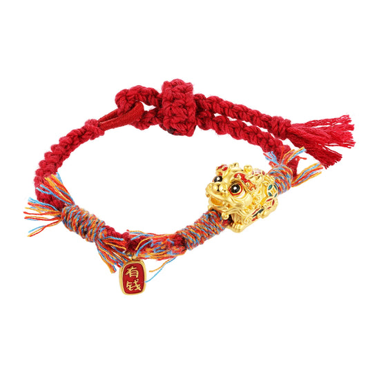 24K Gold Guardian Lion Wealth Hand Strap Bracelet Wealth Boost Jewelry 2.1g