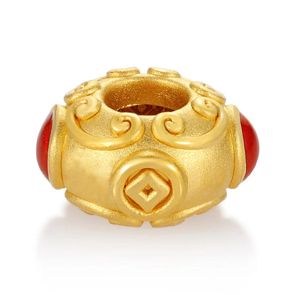 24K Gold Wealth Coin Beaded DIY Bracelet Wealth Daily Jewelry 0.7g