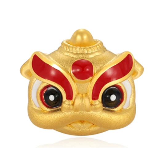 24K Gold Lion Head Beaded DIY Bracelet Daily Unisex Accessory 0.5g