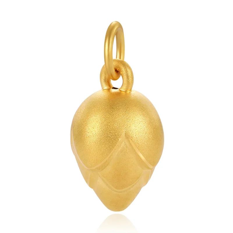 24K Gold Lotus Flower Pendant DIY Bracelet Elegant Auspicious Jewelry 0.35g