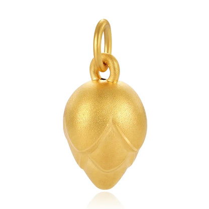 24K Gold Lotus Flower Pendant DIY Bracelet Elegant Auspicious Jewelry 0.35g