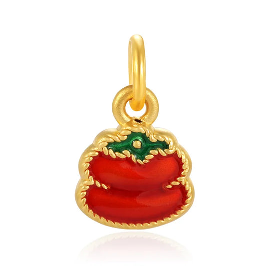 Trendy style 24K micro-hard gold solid gold persimmon shape bracelet beaded high-end gold jewelry accessories