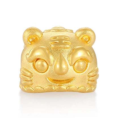 0.35g 5D 24K Solid Gold Charm Chinese Tiger Shaped Pendant With the Chinese Character Fine Jewelry Accessories