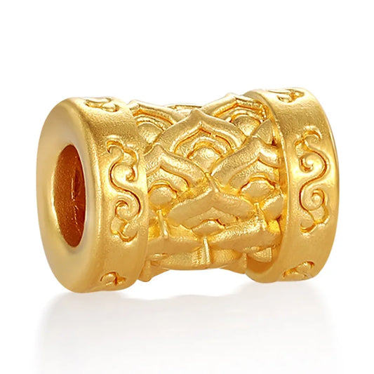 High Quality Unique Design Classical 24K Solid Gold Hard Lotus Beaded High-End Gold Bracelet Jewelry