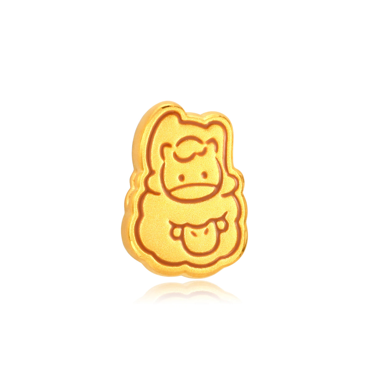 Line Art Liuhe Pair Horse Goat Gold Charm - 0.35g