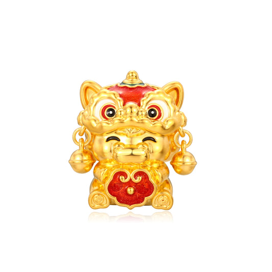 24K Solid Gold Articulated Ear Lion Dance Bell Horse Figurine 6.25g
