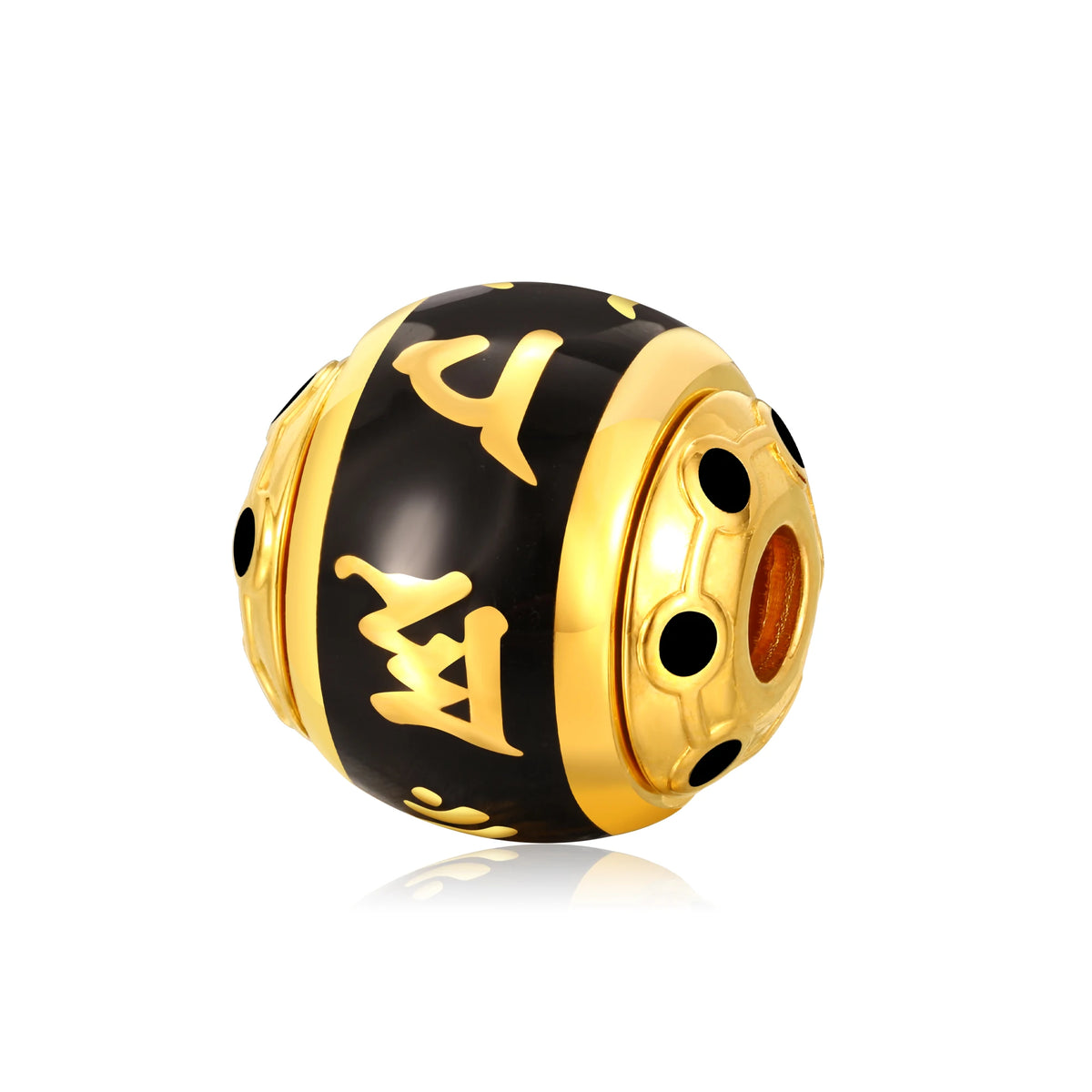 24K Solid Gold Six-Syllable Mantra Flattened Gilded Charm 2.95g