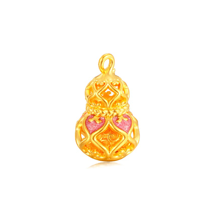Hollow Out Heart Gourd Gold Charm - 2.4g