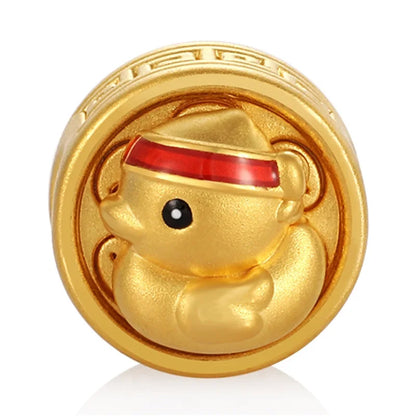 Creative Classical Style Beaded Duck Bracelet Accessories High-end Luxury 24K Solid Gold 3.0mm Aperture Sandblasted Enamel