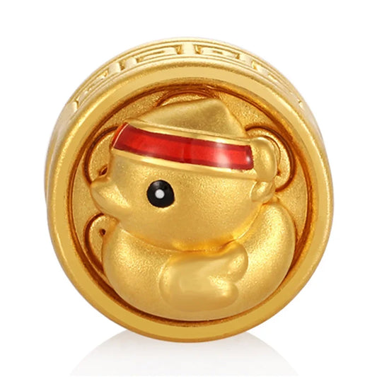 Creative Classical Style Beaded Duck Bracelet Accessories High-end Luxury 24K Solid Gold 3.0mm Aperture Sandblasted Enamel