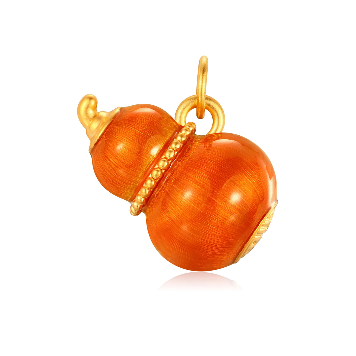 24K Solid Gold Brushed Warm Orange Gourd Charm 1.4g