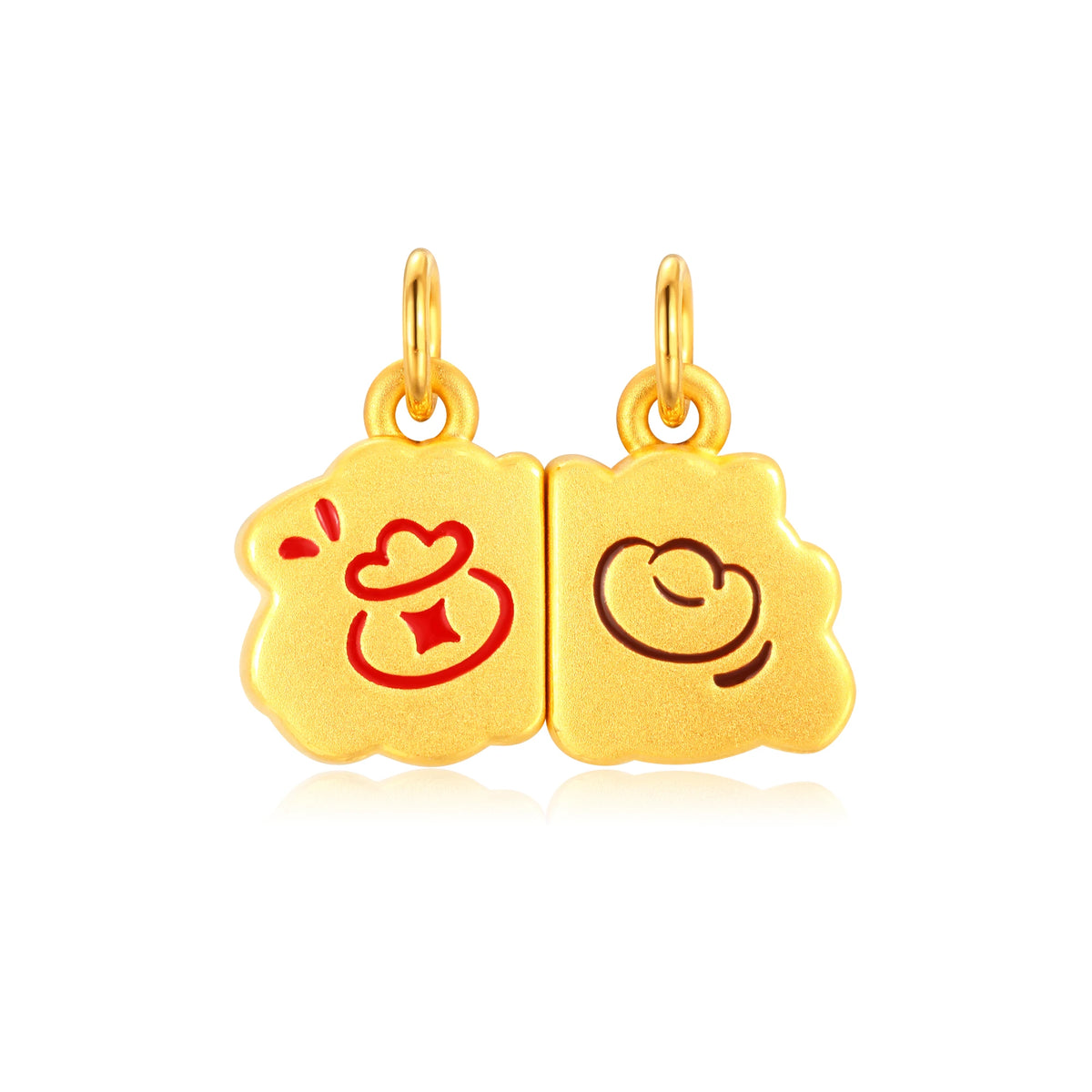 Magnetic Horse & Goat Liuhe Pair Gold Charm - 1.3g