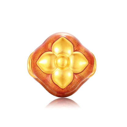24K Solid Gold Brushed Warm Orange Persimmon Charm 0.5g
