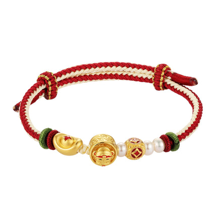 Luxury Fashion 24K Solid Gold Lucky Charm Bracelet Jewelry Women Bridal Engagement Wedding Jewelry