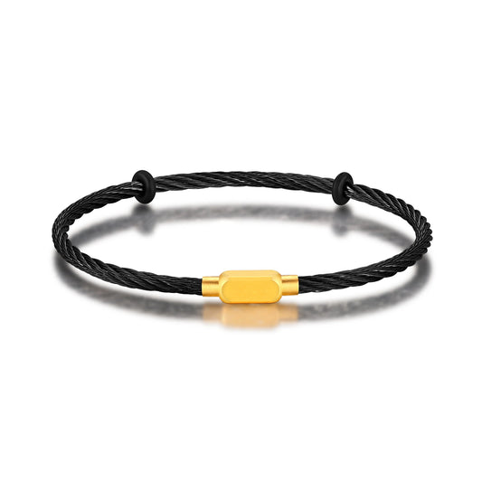 Square Gunmetal Steel Wire Bracelet 19-20cm