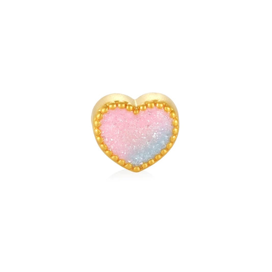 Wholesale 24K Solid Gold Heart Beaded Cute Fashion Jewelry Findings & Components with 1.7mm Aperture and Ancient Glitter Enamel