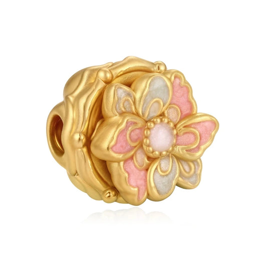 Luxury 0.75g Solid 24k Gold Fortune Butterfly Beaded Bracelet High-End Jewelry Accessories